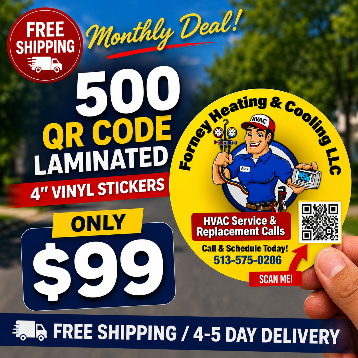 500 4" Custom Vinyl Stickers with QR Code