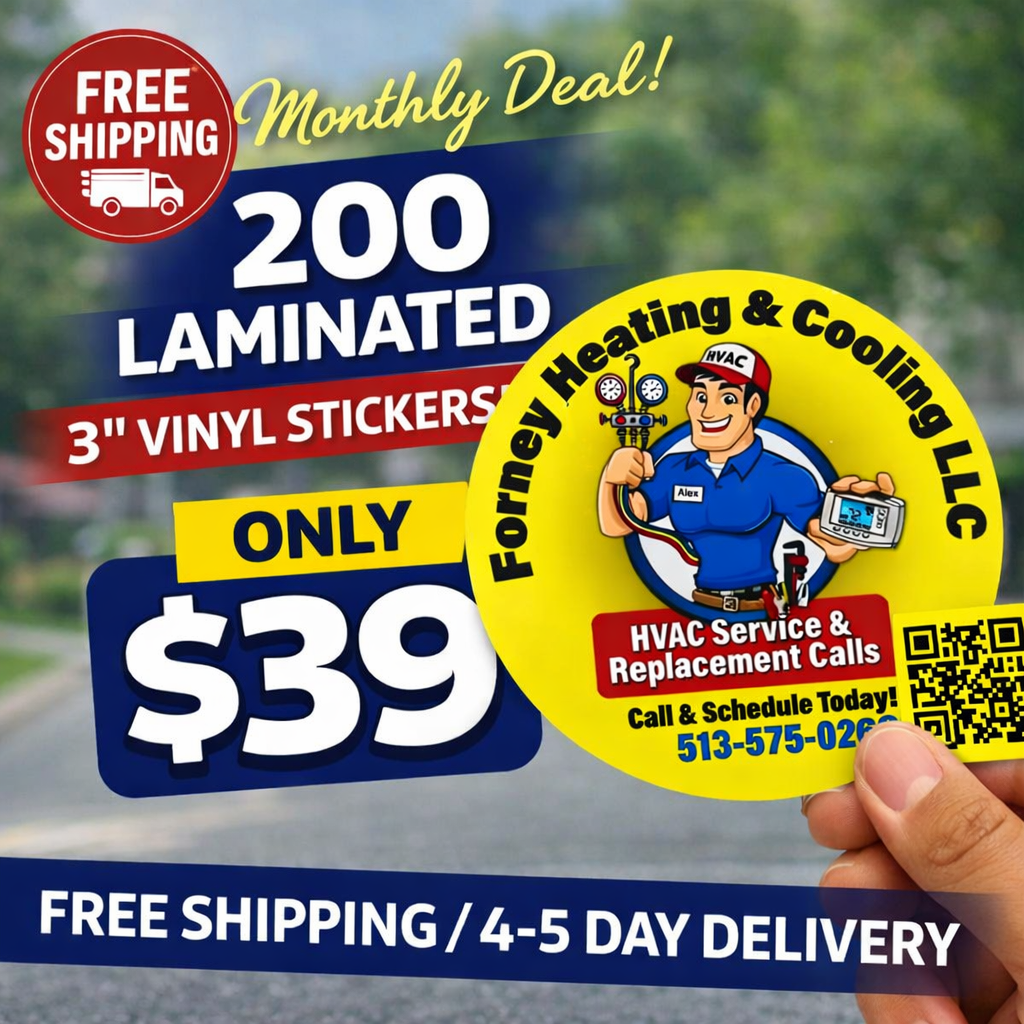 200 3" Custom Vinyl Stickers with QR Code