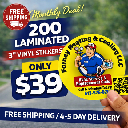 200 3" Custom Vinyl Stickers with QR Code