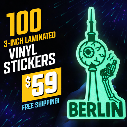 100 3" Custom Glow In The Dark Stickers